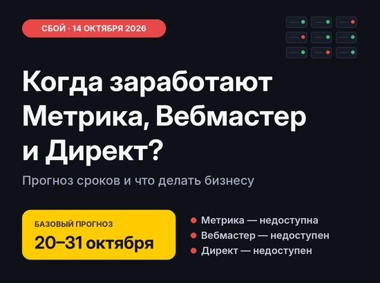 Не работает Яндекс Метрика и Вебмастер: когда всё восстановят и что делать прямо сейчас